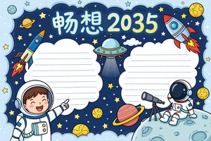 畅想2035小报手抄报简单又漂亮太空主题小学生简单漂亮...