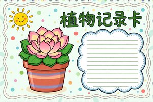 植物记录卡小报手抄报简单又漂亮科学小报模板，适合小学生手绘植物观察记录卡