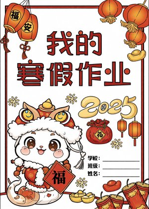 红色手绘我的寒假作业手绘小报手抄报寒假手抄报