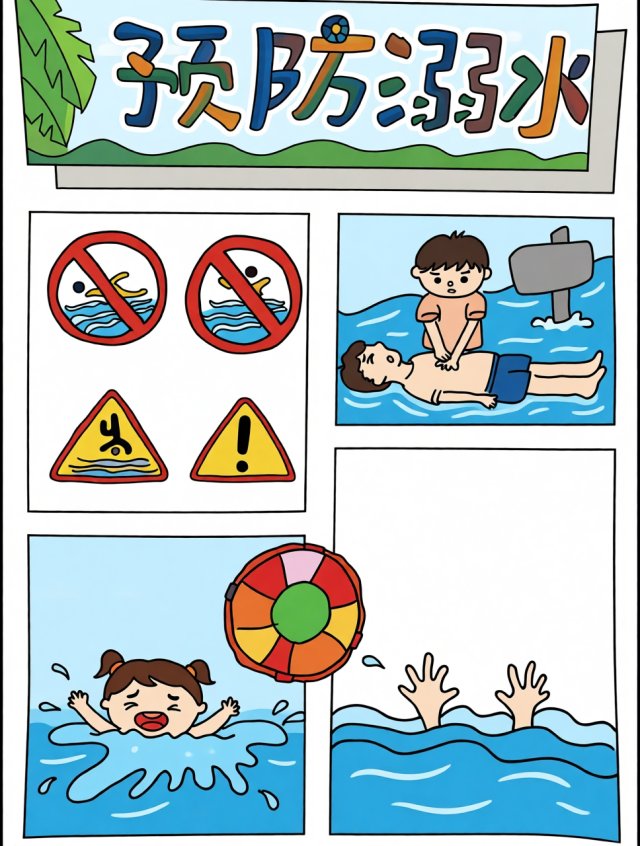 二年级防溺水安全手抄报简单又漂亮，预防溺水知识小报模板
