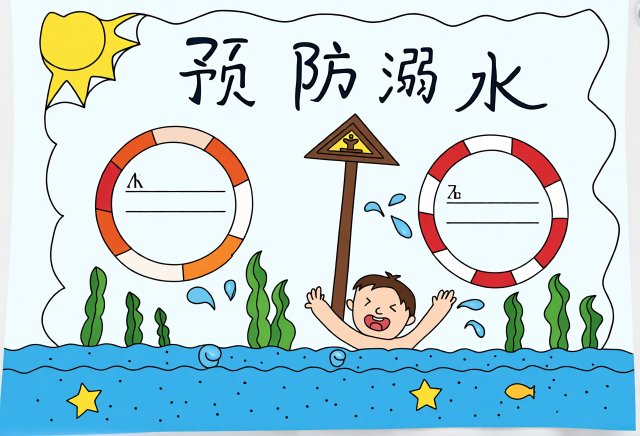 预防溺水小报简单又漂亮，暑期安全教育手抄报模板，防溺水知识宣传