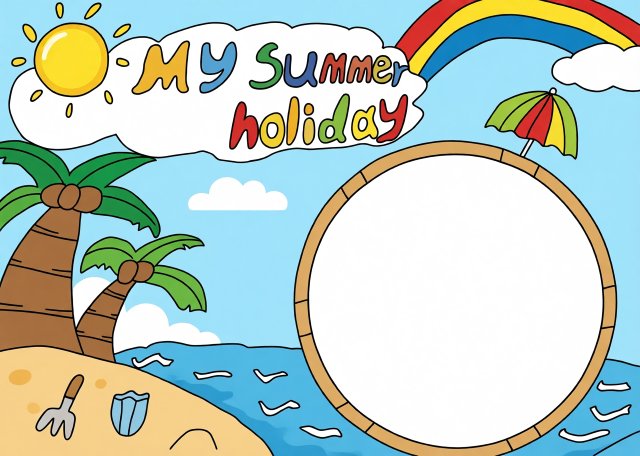 六年级英语小报简单又漂亮：My Summer Holiday暑假生活手抄报模板