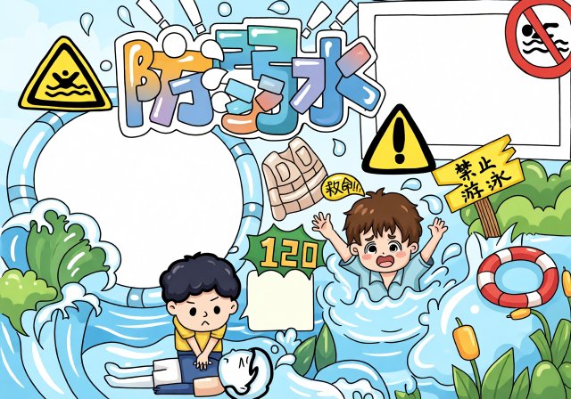 防溺水手抄报简单又漂亮，暑假安全小报模板，小学生预防溺水知识