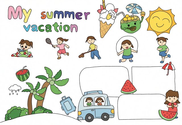 七年级暑假英语手抄报模板：My Summer...