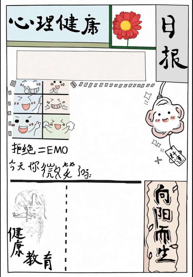 心理健康小报手抄报简单又漂亮，适合学生暑假安全教育主题，模板下载