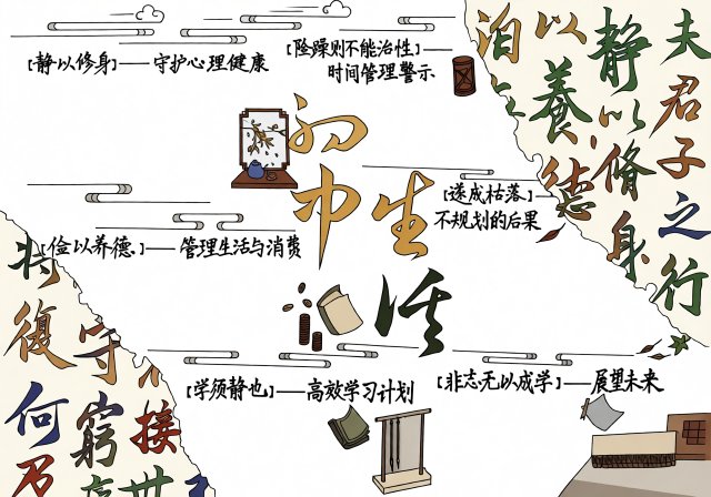 初中生活规划手抄报简单又漂亮，新学期新气象主题小报模板，高效学习时间管理