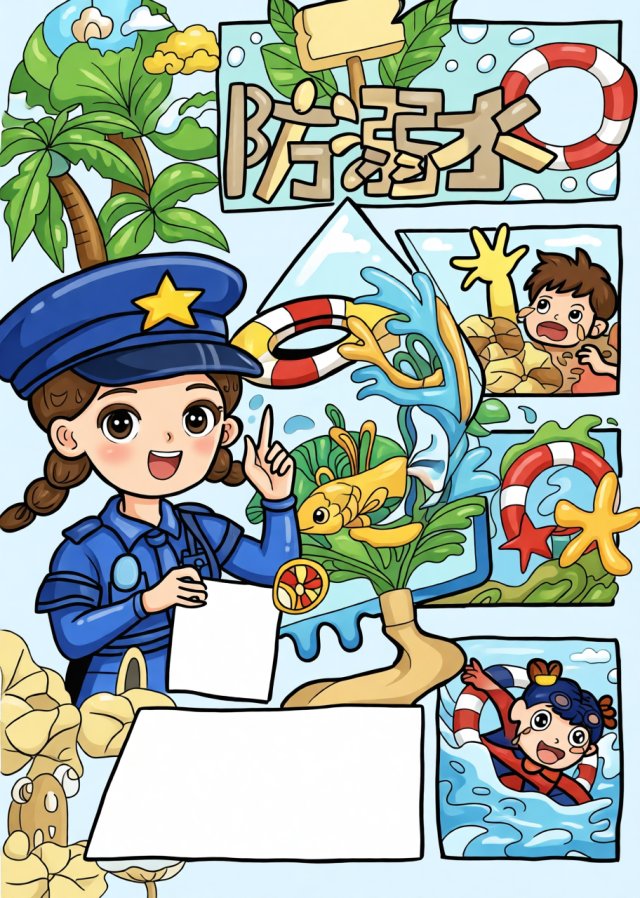 防溺水手抄报简单又漂亮_小学生防溺水安全教育小报模板